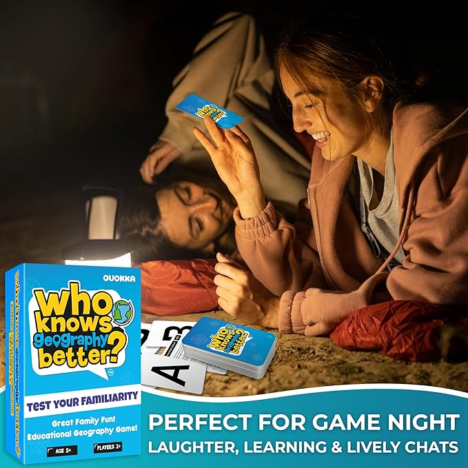 Board Games for Kids 8-12 – Family Card Games for Kids and Adults – Geography Trivia Cards for Family Game Night – Who Knows Geography Better – 500+ Questions – Fun Card Game for Families and Teens