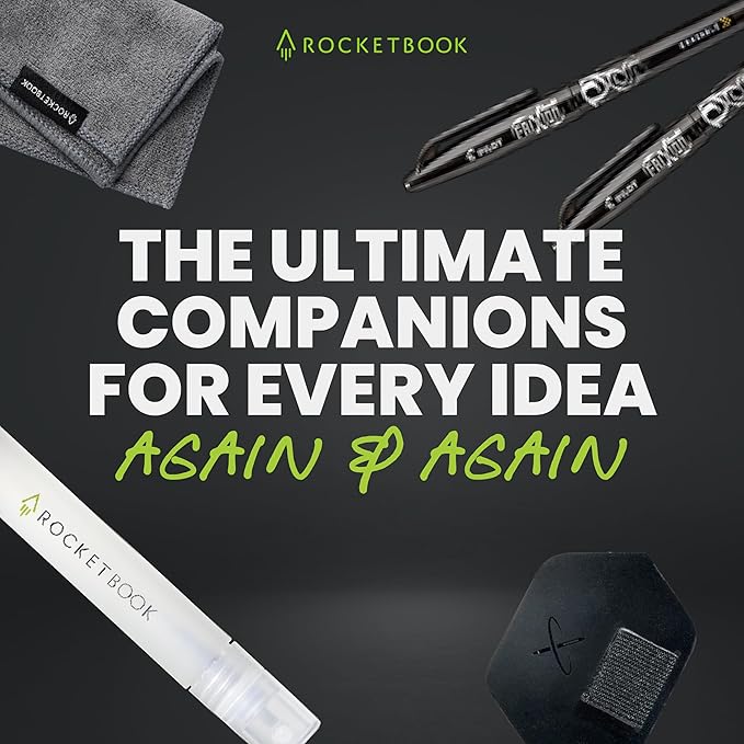 Rocketbook Accessory Kit – Complete Set with 2 FriXion Gel Pens, Spray Bottle, Microfiber Cloth & Pen Dock – Compatible with Rocketbook Notebooks & Planners for Effortless Organization Daily