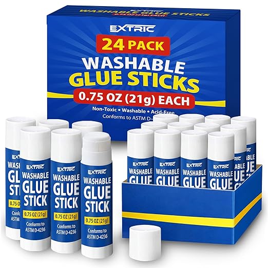 Glue Sticks Bulk Classroom, White Glue Sticks for Kids 24 Count, 0.75 Ounce, Washable All Purpose, for Kids, School and Home