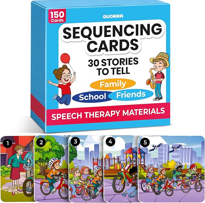 QUOKKA Sequencing Cards for Toddlers - Speech Therapy Materials for Kids - Create a Story Cards Sentence Building - Autism Aba Therapy Social Skills - Storytelling Picture Game