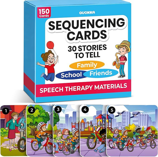 QUOKKA Sequencing Cards for Toddlers - Speech Therapy Materials for Kids - Create a Story Cards Sentence Building - Autism Aba Therapy Social Skills - Storytelling Picture Game