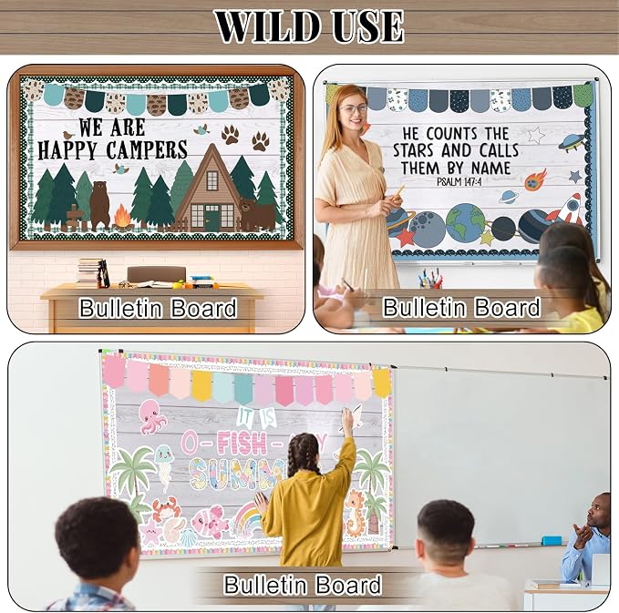 White Wood Bulletin Board Roll Non-Woven Fabric Poster 15.7"×65.6ft