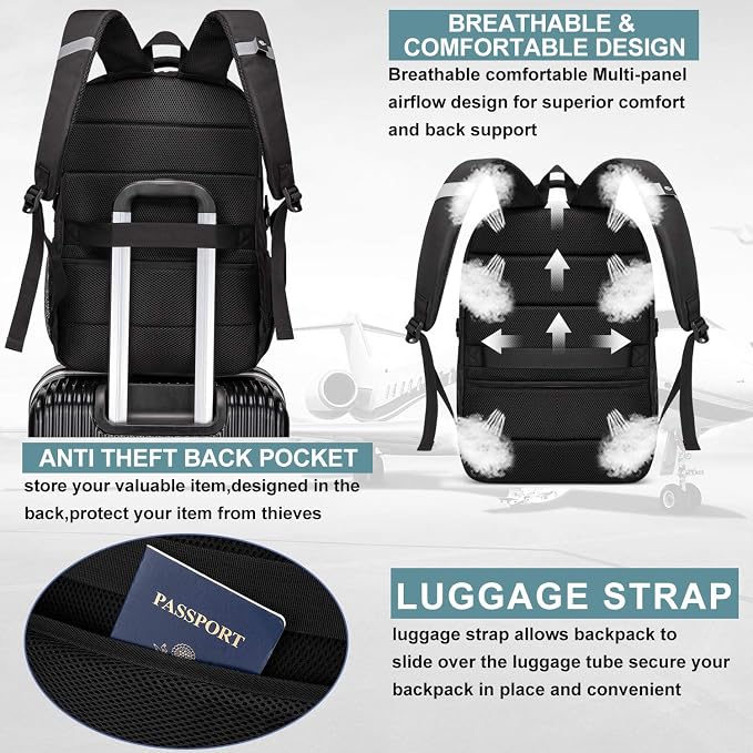Business Laptop Backpacks for Women Girls,Men Extra Large Travel Backpack with USB Charging Port,TSA Anti Theft Durable Water Resistant College School Computer Bag Fits 17.3'' Laptop Notebook,Purple