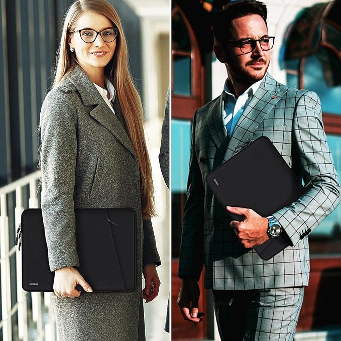 Laptop Sleeve Case 15 inch, Shockproof Protective Computer Cover with Accessories Pocket, Water Resistant Traveling Carrying Laptop Bag Compatible for Dell HP Acer Asus Lenovo, Black
