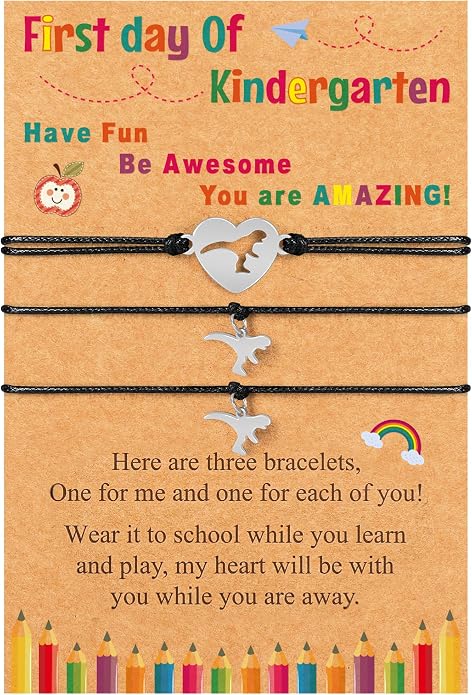 Back to School Supplies, First Day of Kindergarten Bracelet, Back to School Bracelet Mommy and Me, Prek Matching Wish Bracelets Set, Adjustable Bracelet for Boys Girls Gifts Stuff Bulk