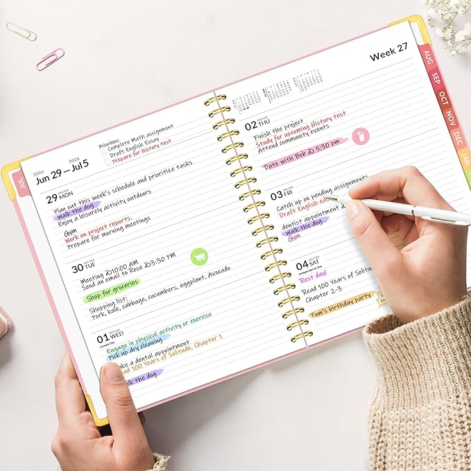 Forvencer Academic Planner 2026-2027, Hardcover Calendar Planner Weekly & Monthly, July 2026 - June 2027, 8.5" x 11", Daily Agenda with Tabs, College School Organizer for Student Teacher, Muted Purple