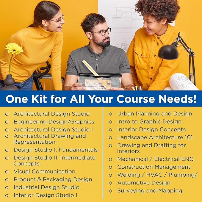 ALVIN Academy Drafting, Drawing and Design Essentials Kit | 13 Pieces | Class Tools for Geometry, Architecture and Engineering Students | - Model DDKE2