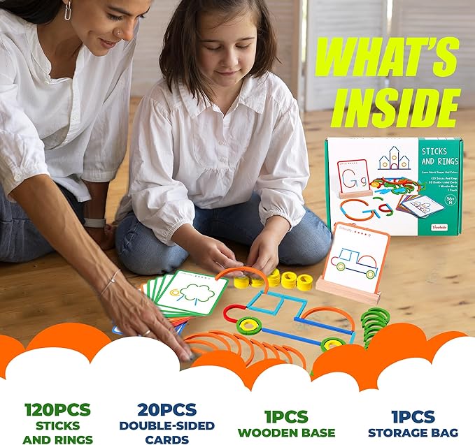 puzgic Stem Kids Toys for Creative Learning Building Educational Resources Kids Toy for Preschool and Kindergarten 3 4 5 6 Years Old Boys and Girls Brain Teaser Smart Sticks Toys
