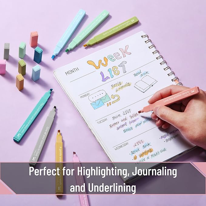 Mr. Pen- Bible Highlighters with Color-Coding System, 8 Pack, Soft Chisel Tip, Aesthetic Highlighters Assorted Colors, Fast Drying Bible Markers No Bleed Through for Journaling and Underlining