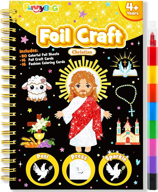 FUNNYB&G Mess-Free Foil Art Craft for Kids Ages 4-10, Kids Birthday Gift