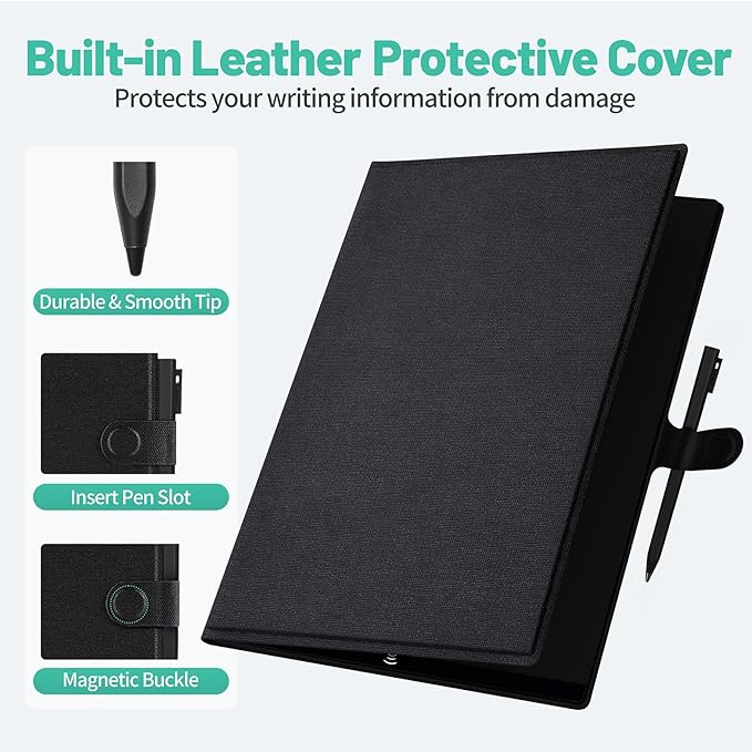 LCD Writing Tablet for Adults: 9.5 Inch with Leather Case Reusable Portable Use for Office Study Teaching