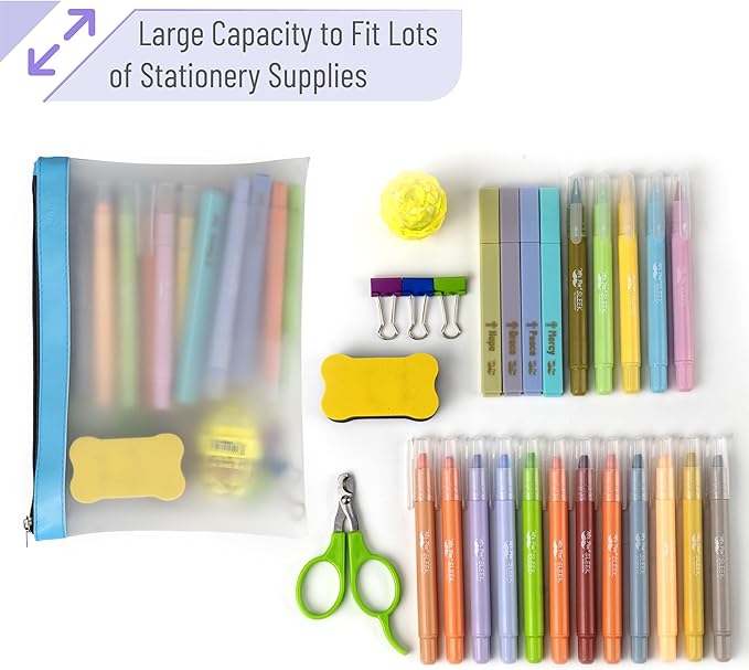 Mr. Pen- Clear Pencil Pouch, 9" x 6.88", 3 Pack, Durable TPU Material, Large Water-Resistant Pencil Bags with Smooth Zipper, Multipurpose Clear Pouch for Stationery, School, Office, Travel Supplies