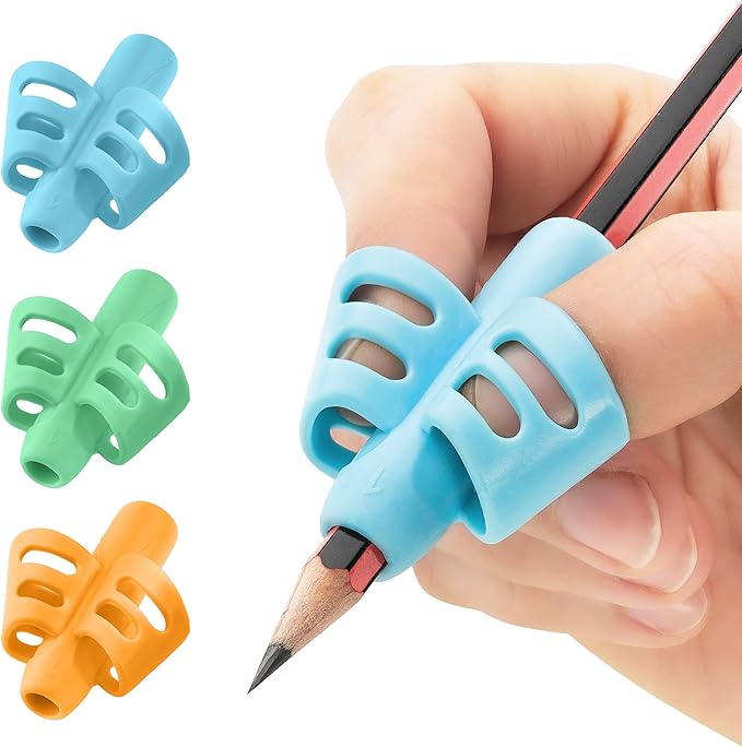 Stylo 3 Pack Pencil Grips for Kids Handwriting - Ergonomic Pencil Grippers for Toddlers Ages 2-5, Preschool & Kindergarten - Left Handed & Right Hand Writing Tools - Occupational Therapy Grip