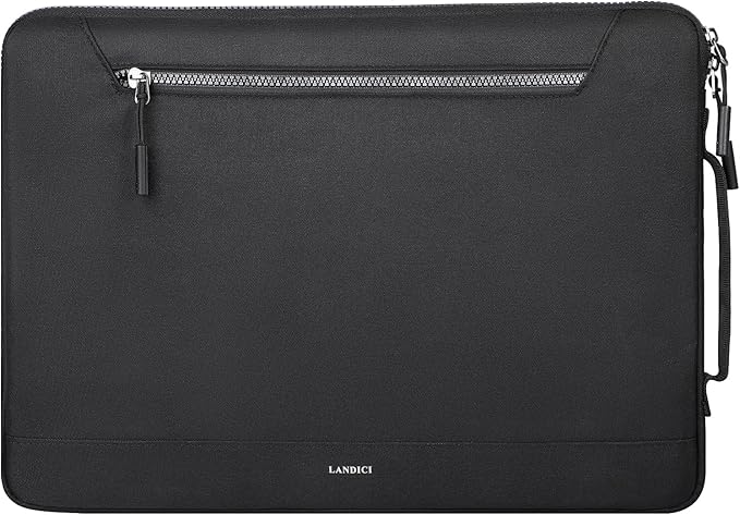 LANDICI 360°Protective Laptop Sleeve Case 14 15 Inch, Waterproof Slim Computer Cover Bag Compatible with MacBook Air M2 15, MacBook Pro 14/15, Chromebook 14/15, Asus vivobook 14, Black