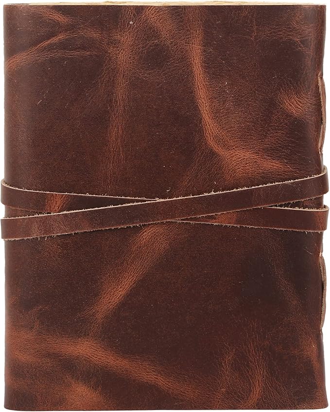 Leather Journal with Deckle Edge Paper 8x6 inch and Vintage Key | Handmade Writing Notebook Diary | Bound Daily Notepad for Men & Women Medium, Sketch/Writing pad for Artists