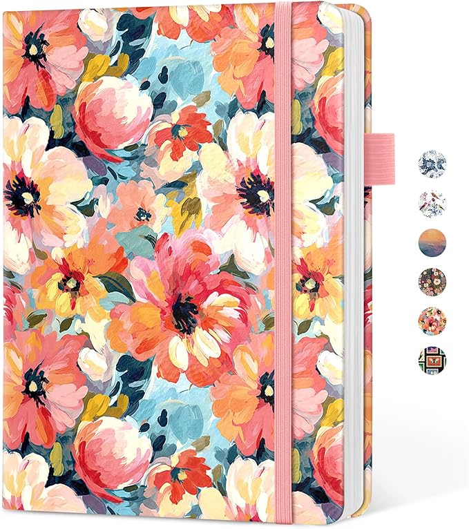 Taja Pretty Dotted Journal for Women, Aesthetic Cute Hardcover Leather Journal for Writing, A5 Journaling Notebook for Work & Sketch, Perfect for Office School Home, 160 Pages, Pastel Garden