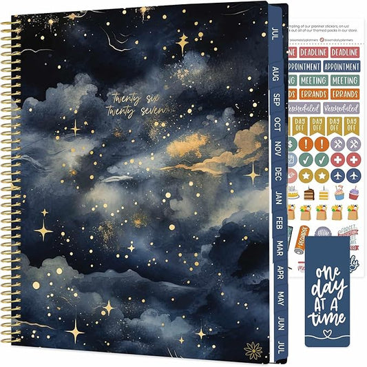 bloom daily planners 2026-2027 (8.5" x 11") Academic Year Day Planner (July 2026 - July 2027) - 13 Months Weekly & Monthly Dated Agenda Organizer with Stickers & Tabs - Midnight Sky