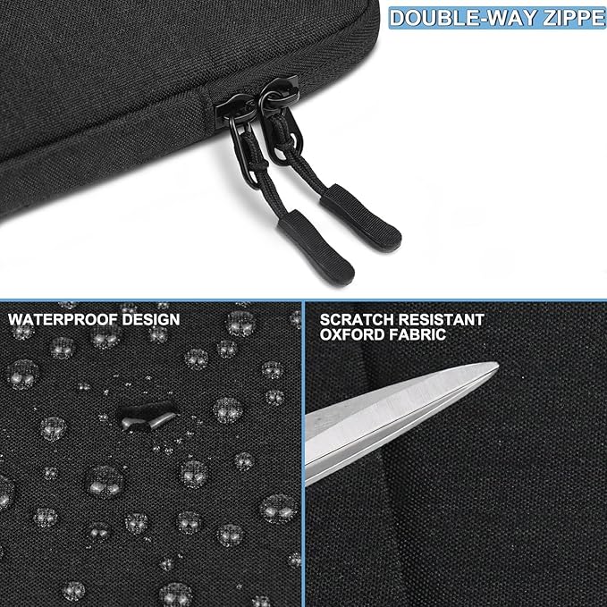 Laptop Sleeve Case 15 inch, Shockproof Protective Computer Cover with Accessories Pocket, Water Resistant Traveling Carrying Laptop Bag Compatible for Dell HP Acer Asus Lenovo, Black