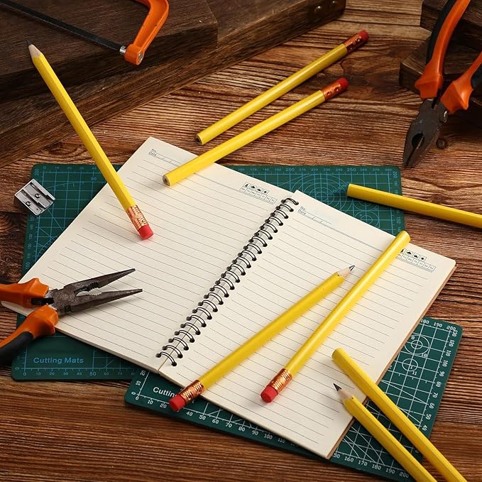 Fainne 96 Pcs Jumbo Pencil with Black Core Cedar Wooden Pencil with Eraser for Carpenters Students Teachers School Construction Woodworkers Beginners Office Workers (Yellow,Triangle)