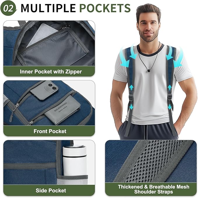 20L Lightweight Hiking Daypack, Foldable Travel Packable Backpack for Men Women for Cycling Camping Outdoor (Dark Blue)