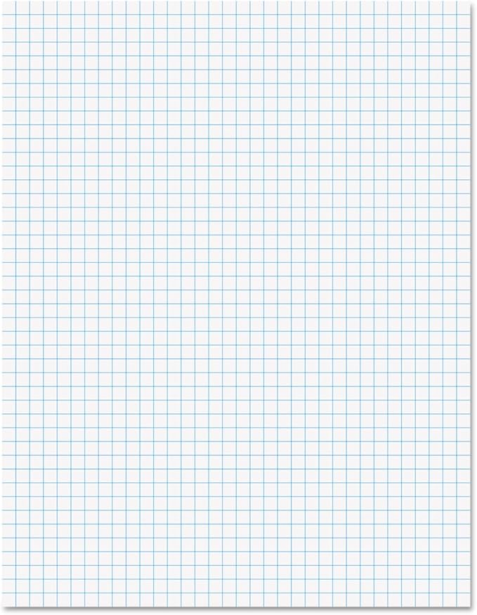Ampad 8 1/2 x 11 Inches White Quad Pad, 4 Square Inch, 50 Sheets, 1 Each (22-030C)