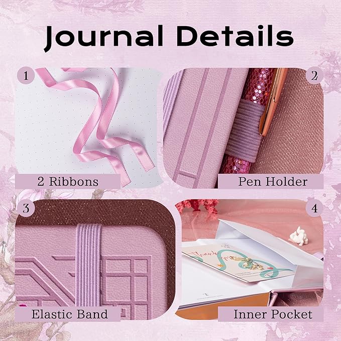 TIEFOSSI A5 Lined Journal, Cute Cat Journal for Women Girls, College Ruled Notebook with Pretty Sakura Pattern, Aesthetic Diary for Writing Journaling Drawing, Golden Edges