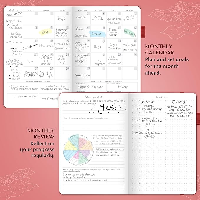 Legend Planner – Undated Weekly & Monthly Life Planner to Hit Your Goals & Live Happier, Organizer Notebook & Productivity Journal, A5 (Wine Red, Gold)