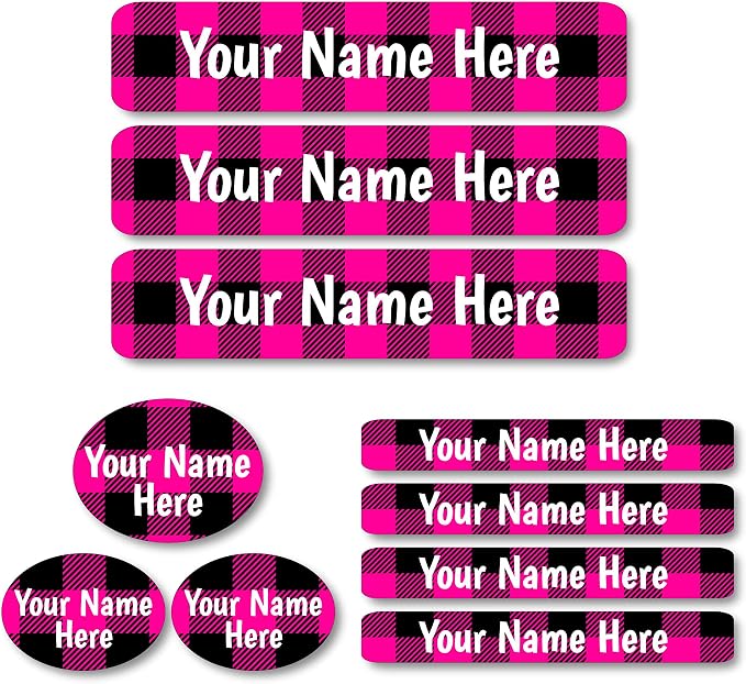 Lovable Labels Personalized Labels for Kids (85 Labels/Pack) - 3 Label Sizes Waterproof Dishwasher Safe Peel & Stick Labels for School Supplies Daycare Camp Clothing Bottles (Lumber Jill)