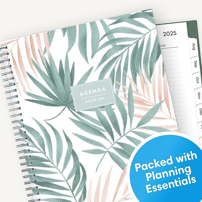 Blue Sky Weekly and Monthly Academic Year Planner Calendar, July - June, Flexible Cover, Wirebound, Laminated Tabs, Seychelle (Seychelle- 2025/2026, 8" x 10.875")