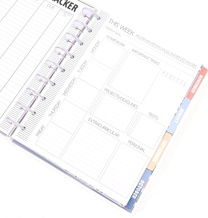 kellofaplan Floral Student Planner (Undated), Disc-Bound, Weekly Planning Pages, Assignment Tracker, Colorful Monthly Tabs for Middle School, High School, College Students