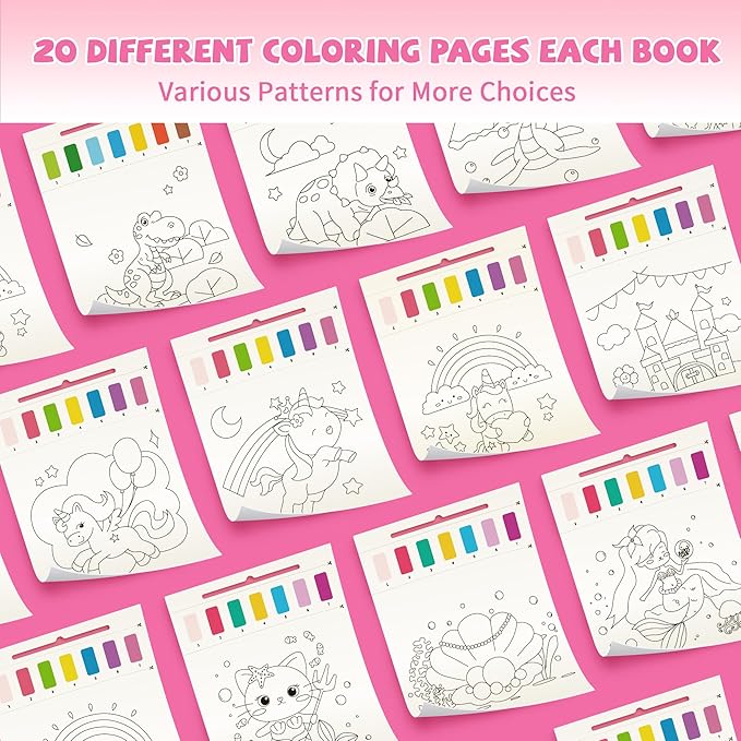 Gocozer 2PCS Paint with Water Books for Kids, Unicorn & Mermaid Watercolor Paint Book Set for Kids,Toddlers Water Color Coloring Painting Drawing Set,Mess Free Toys Gifts for Girls Age 3 4 5 6 7 8