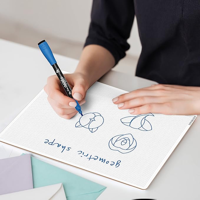 Scribbledo Dotted Dry Erase Board Graph Whiteboard 9" x 12" Bullet Dot Grid Paper for Home School Classroom Kids and Students Portable Dot Grid Board for Notes Drawing graphing and Calligraphy