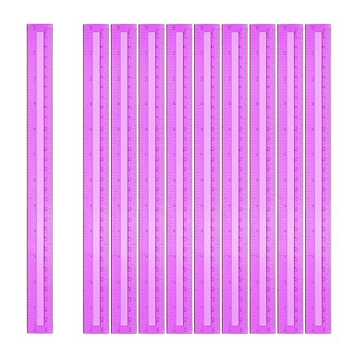 HARFINGTON 20pcs Plastic Rulers 12" (30cm) Clear Straight Ruler Measuring Tool Inches and Centimeters for Home Office Classrooms Drafting, Clear Purple