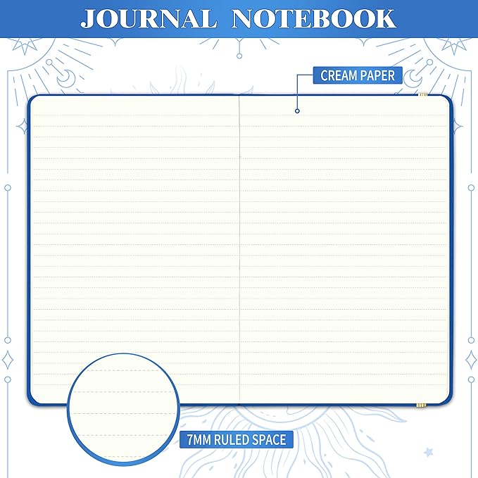 Artfan Ruled Notebook/Journal – Premium Thick Paper Faux Leather Classic Writing Notebook with Pocket + Page Dividers Gifts, Banded, Large, 144 Pages, Hard Cover, Lined (5.8 x 8.4) - Gemstone Blue