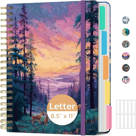 ZOTIA Large Spiral Notebooks for Work 5 Subject with Removable Dividers