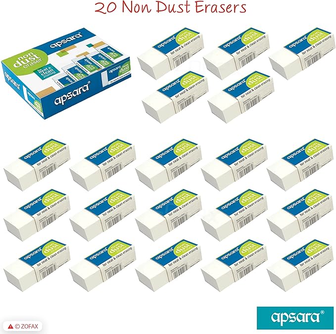 Apsara Non Dust Erasers - Pack of 20