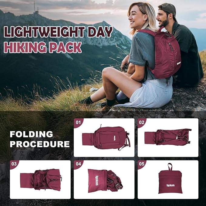 12L Ultralight & Thin Packable Daypack, Small Foldable Hiking Backpack Travel Bag, Water Resistant Day Pack for Men Women