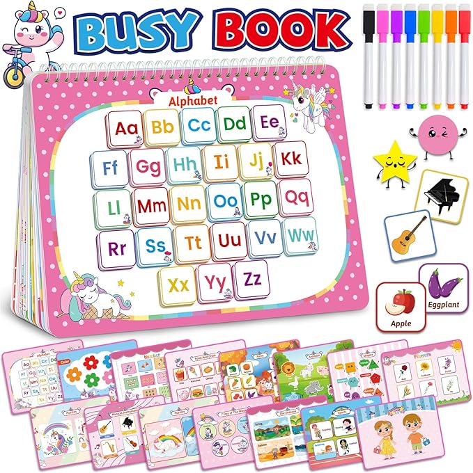 Benresive Busy Book for Toddlers 3-5, Montessori Preschool Learning Activities Book, Educational Sensory Travel Toys for Kids, Birthday Gifts for Boys Girls Ages 3+