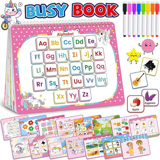 Benresive Busy Book for Toddlers 3-5, Montessori Preschool Learning Activities Book, Educational Sensory Travel Toys for Kids, Birthday Gifts for Boys Girls Ages 3+