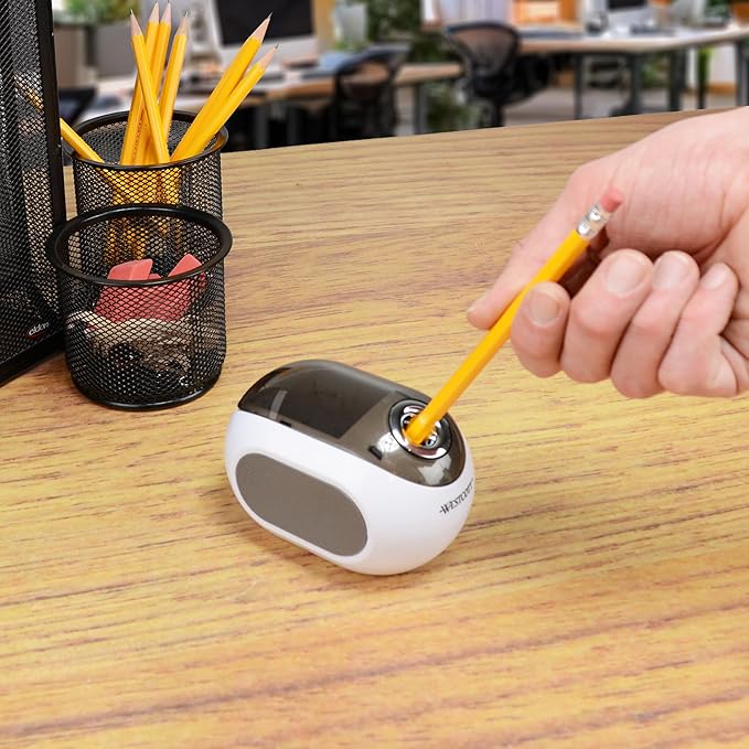 Westcott iPoint Dash Battery Pencil Sharpener, White