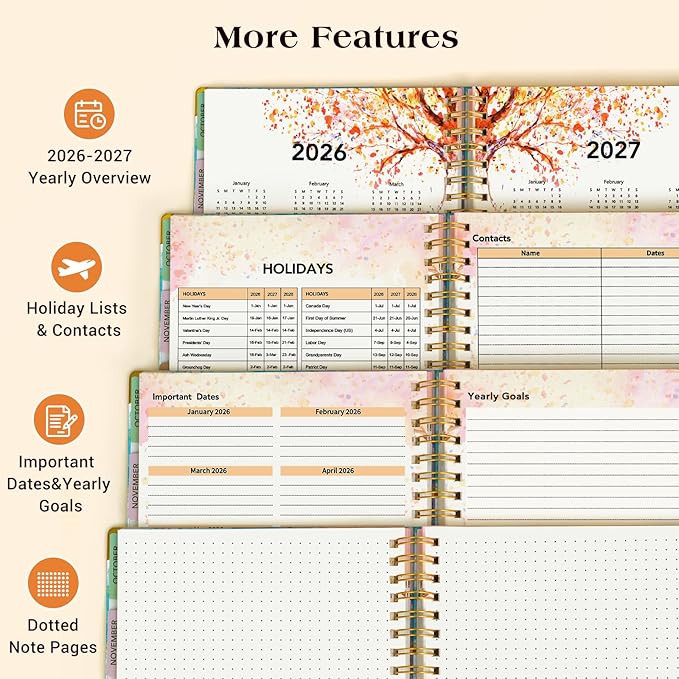 Planner 2025-2027, 21 Months Weekly and Monthly Daily Planner from October 2025 - June 2027, 8.5" x 11" A4 Large Hardcover Agenda Organizer Book 2026 with Tabs, Spiral Yearly Calendar Planners for School Work Home, Pink Blue Marble