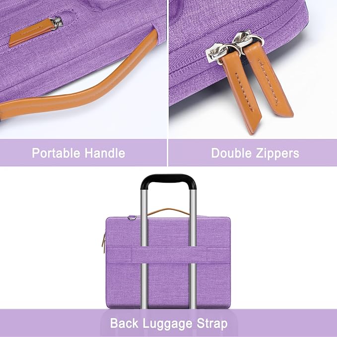 MOSISO 360 Protective Laptop Shoulder Bag,15 inch Computer Bag Compatible with MacBook Air 15 inch M5 M4 M3 M2/Pro 15, Dell XPS Plus,Side Open Messenger Bag with 4 Zipper Pockets&Handle, Lilac
