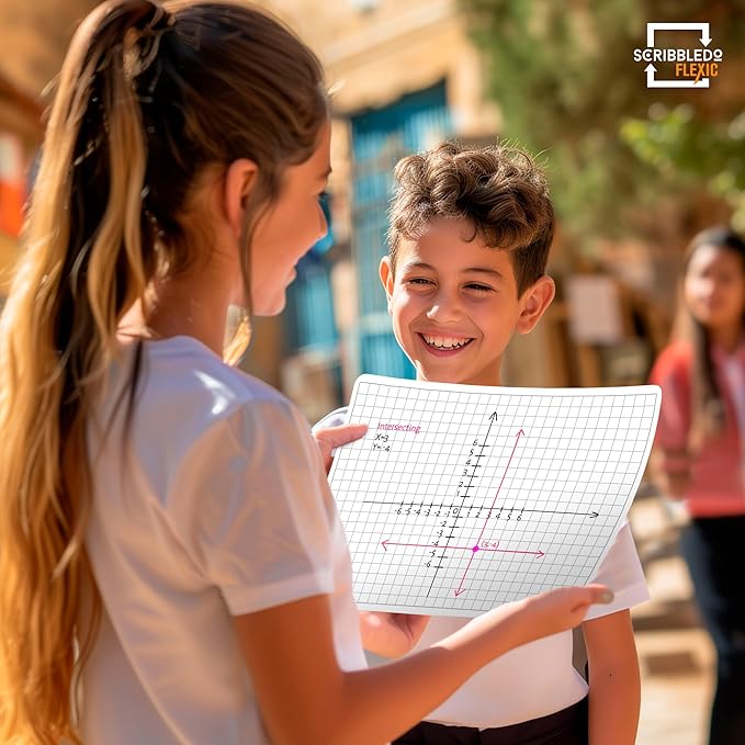 SCRIBBLEDO Grid Dry Erase Sheets 9”x12” Math Practice Small White Board Sheets Math Manipulatives Quad Graph Whiteboard Sheets Math Supplies Homeschool Teacher Students Classroom Pack of 10