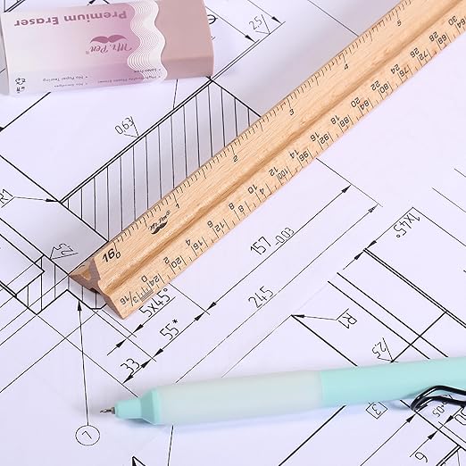 Mr. Pen- Architectural Scale Ruler, 12 Inch, 2 Pack, Wooden Architecture Ruler, Scale Ruler for Blueprints, Architect Ruler, Imperial Scale Drafting Ruler, Architect Ruler for Scale Drawing
