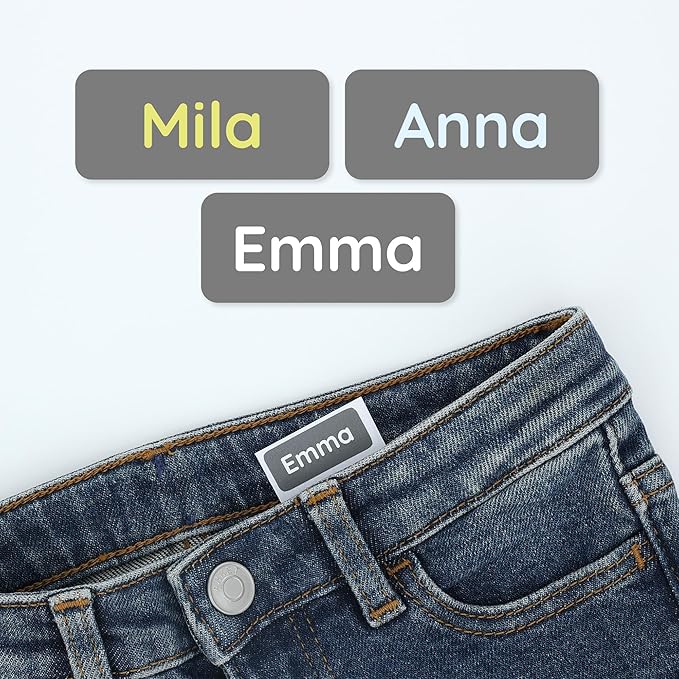 TeddyLabels - Clothing Labels for Nursing Home (120) – Self-Adhesive Name Tags for Clothes and Personal Items. Personalized Labels for Daycare, Nursing Homes, and Laundry Use - Grey