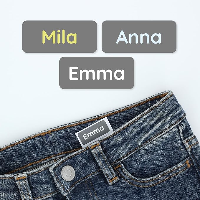 TeddyLabels - Clothing Labels for Nursing Home (60) – Self-Adhesive Name Tags for Clothes and Personal Items. Personalized Labels for Daycare, Nursing Homes, and Laundry Use - Grey