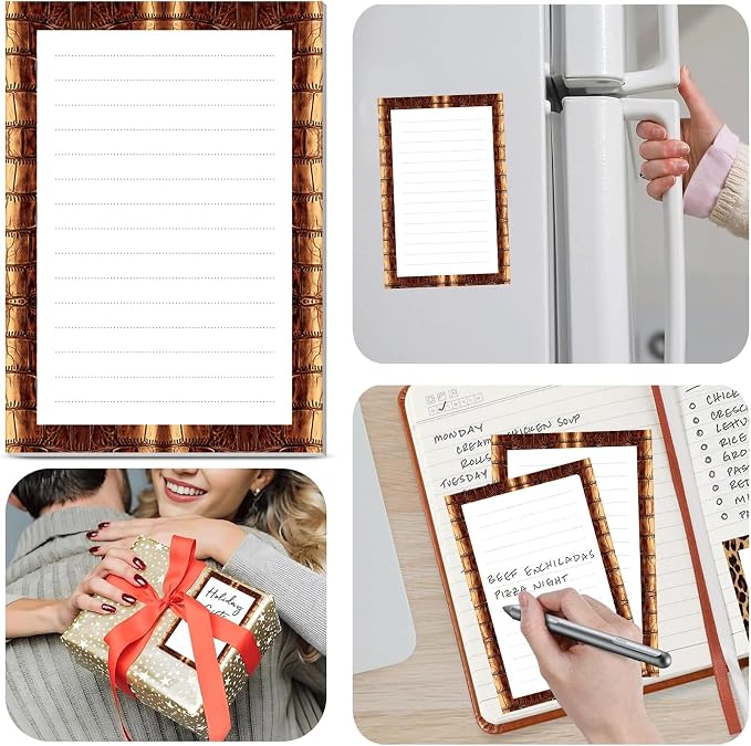 2 Pack Lined Sticky Notes 4x6 in, Cute Self-Stick Notepads with Lines, Large Memo Pads Strong Adhesive for Office, Home Crocodile Pattern