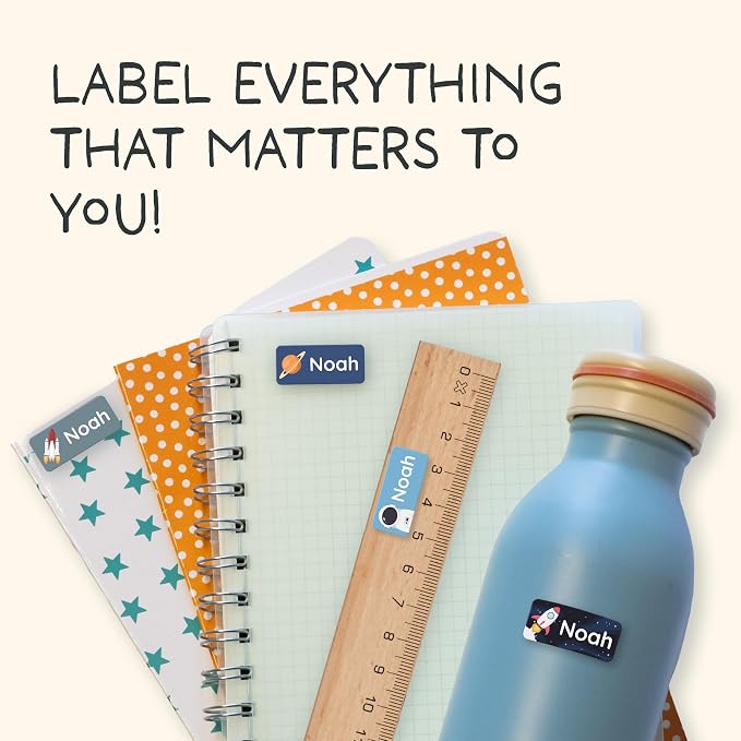 Personalized Name Labels for Kids (70), Custom Daycare Labels - Waterproof Name Stickers for Clothing, Bottles and Other School Supplies (1.2” x 0.5”) - Nature
