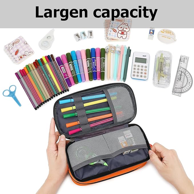 Mountain guest Large Capacity Pencil Case Multi-Slot Pencil Pouch Durable Pencil Box Portable Office Pen Bag with Zipper