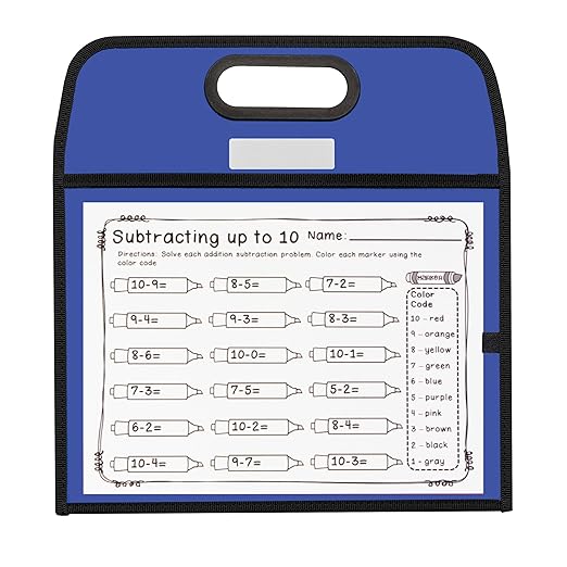 C-Line Portable Dry Erase Pockets, Blue with Black Stitching, 10 x 13, 1/EA, (40215)